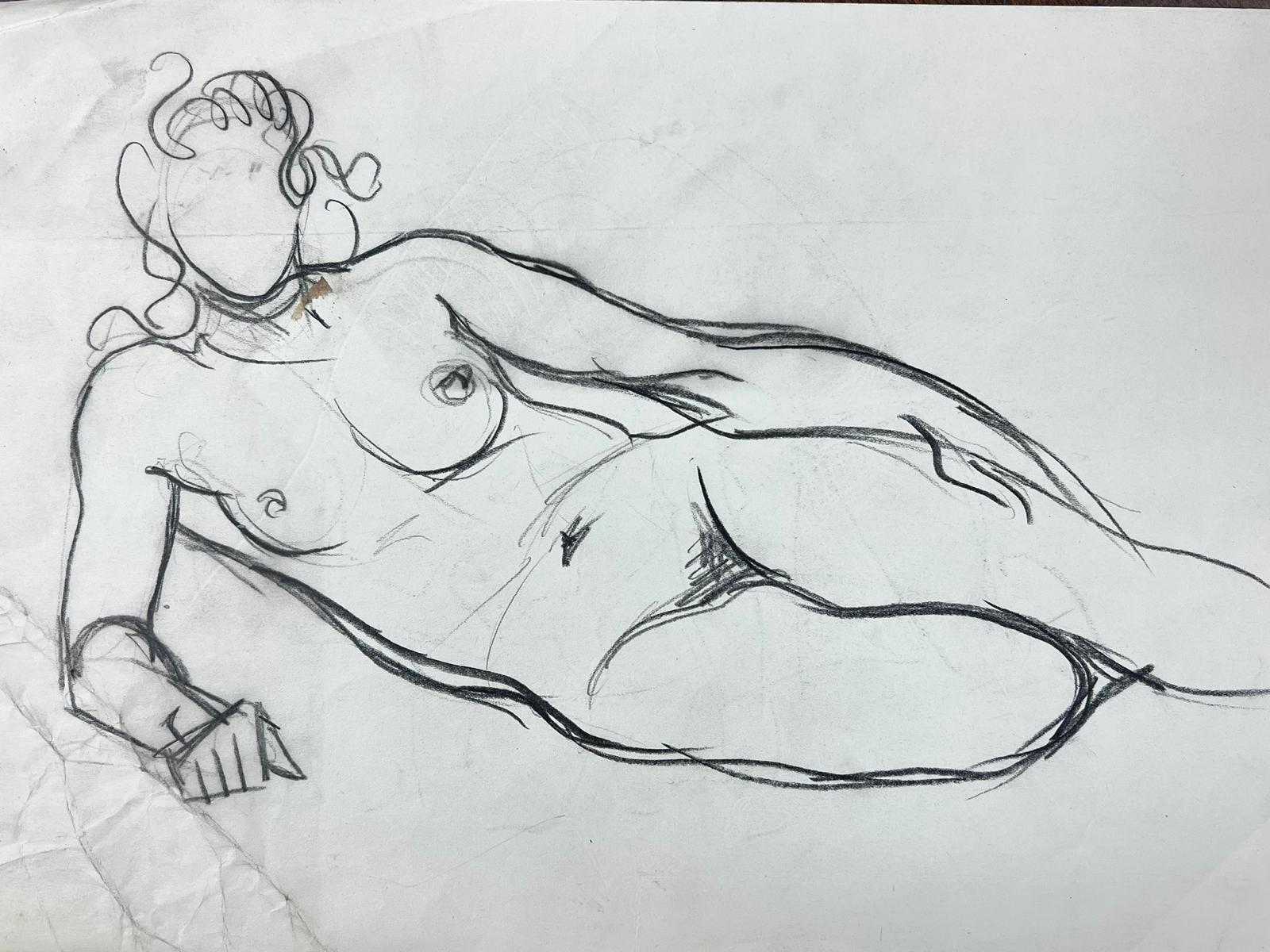 Nude Lady Drawing
by Geneviève Zondervan (French 1922-2013)
pencil/charcoal drawing on paper

paper: 10.5 x 14.5 inches

Superb mid-century oil painting on board by the French artist, Geneviève Zondervan (French 1922-2013). The painting has