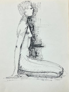 GENEVIEVE ZONDERVAN (1922-2013) FRENCH DRAWING- SIDE PROFILE OF A NUDE LADY