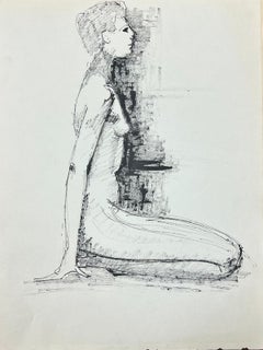 GENEVIEVE ZONDERVAN (1922-2013) FRENCH DRAWING- SIDE PROFILE OF A NUDE LADY