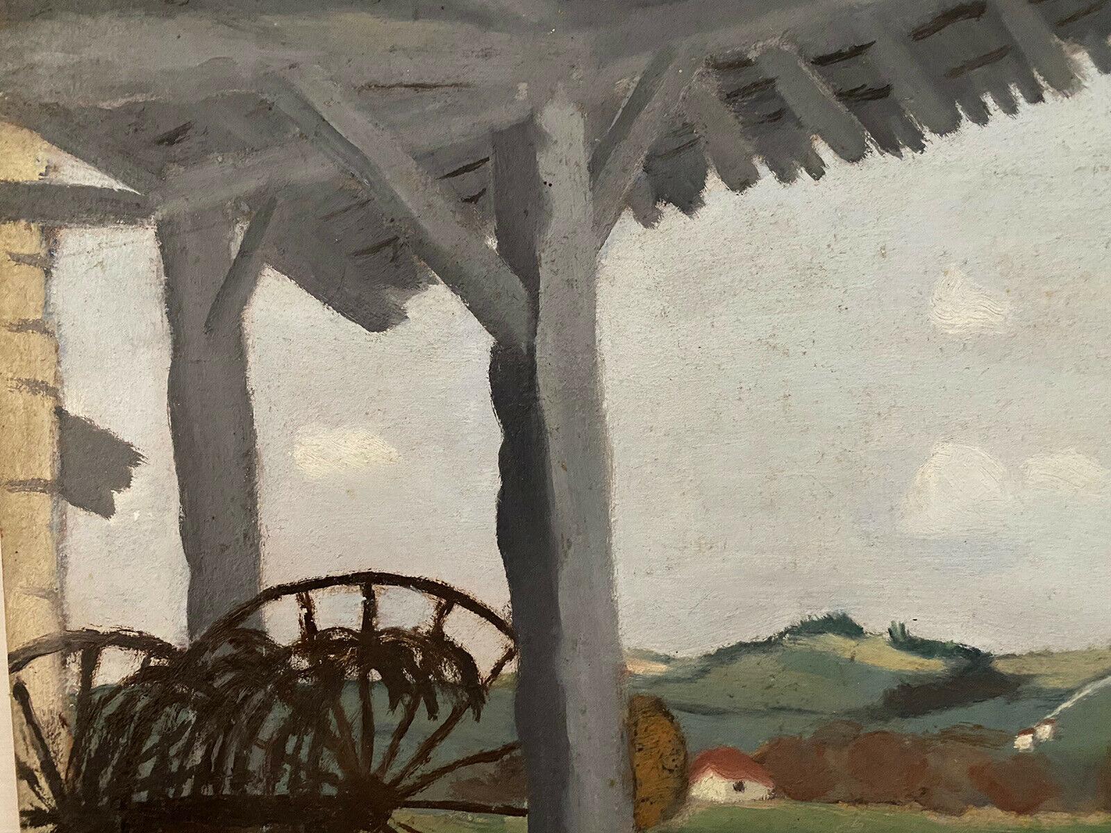 GENEVIEVE ZONDERVAN (1922-2013) FRENCH OIL PAINTING - FARM BARN & LANDSCAPE VIEW For Sale 1