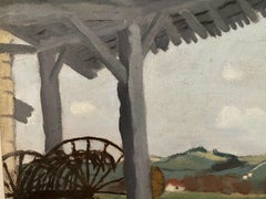 GENEVIEVE ZONDERVAN (1922-2013) PAINTING À L'OIL FRANÇAIS - VOIR DE FARM BARN & LANDSCAPE