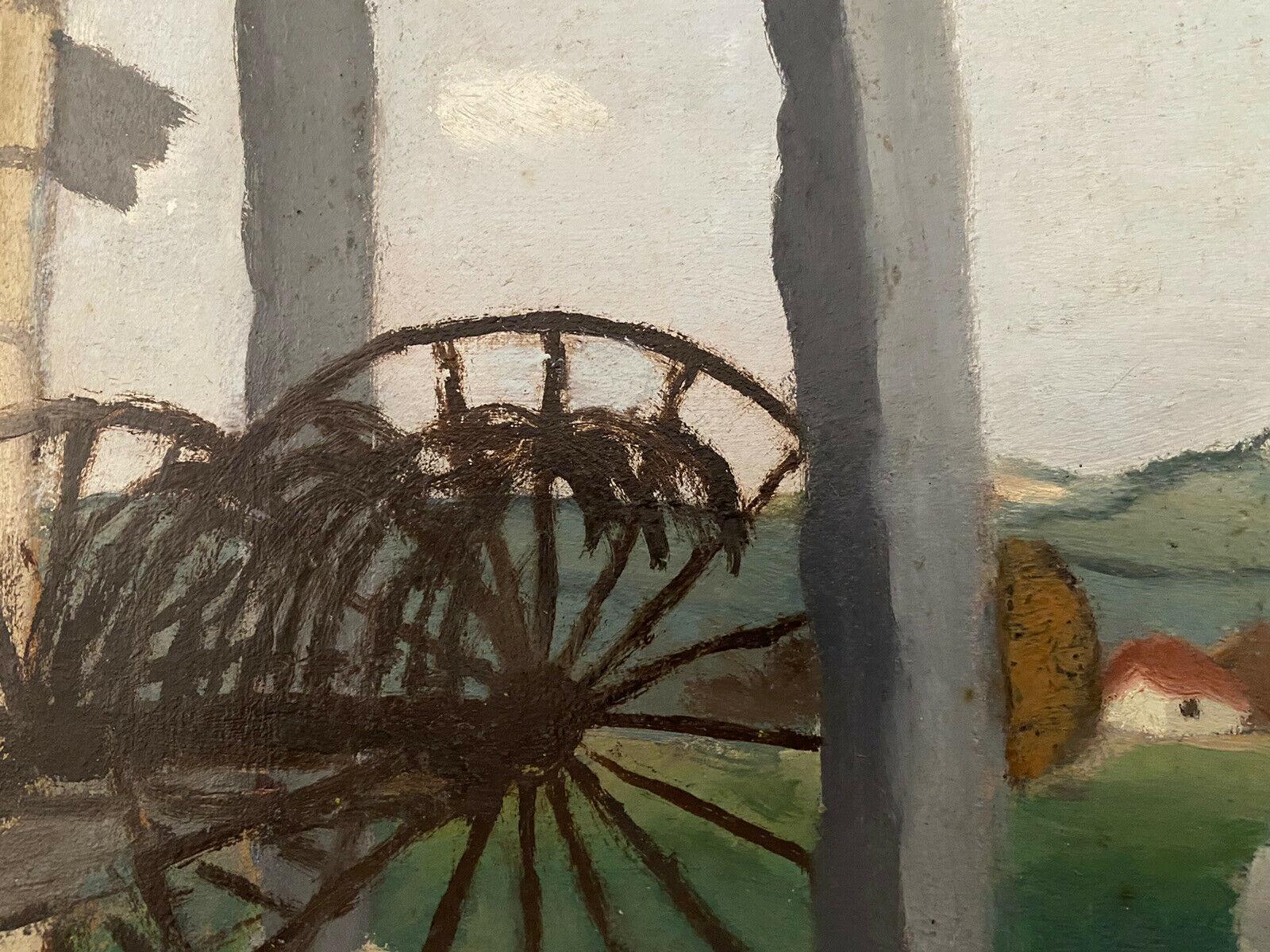 GENEVIEVE ZONDERVAN (1922-2013) PAINTING À L'OIL FRANÇAIS - VOIR DE FARM BARN & LANDSCAPE en vente 3