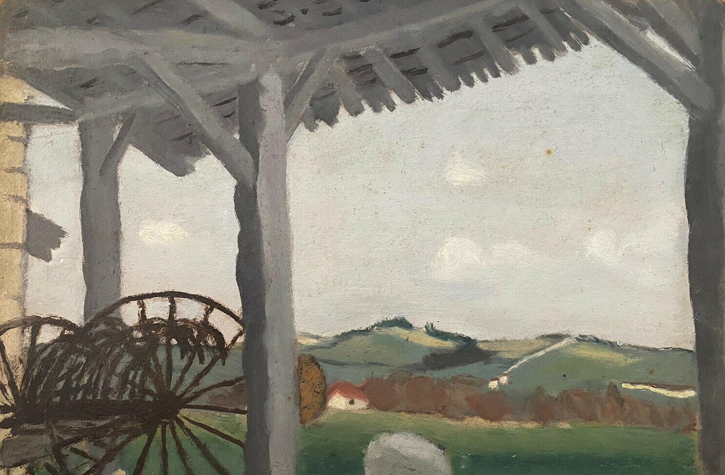 GENEVIEVE ZONDERVAN (1922-2013) FRENCH OIL PAINTING - FARM BARN & LANDSCAPE VIEW