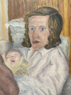 GENEVIEVE ZONDERVAN (1922-2013) FRENCH OIL PAINTING - MOTHER AND CHILD PORTRAIT