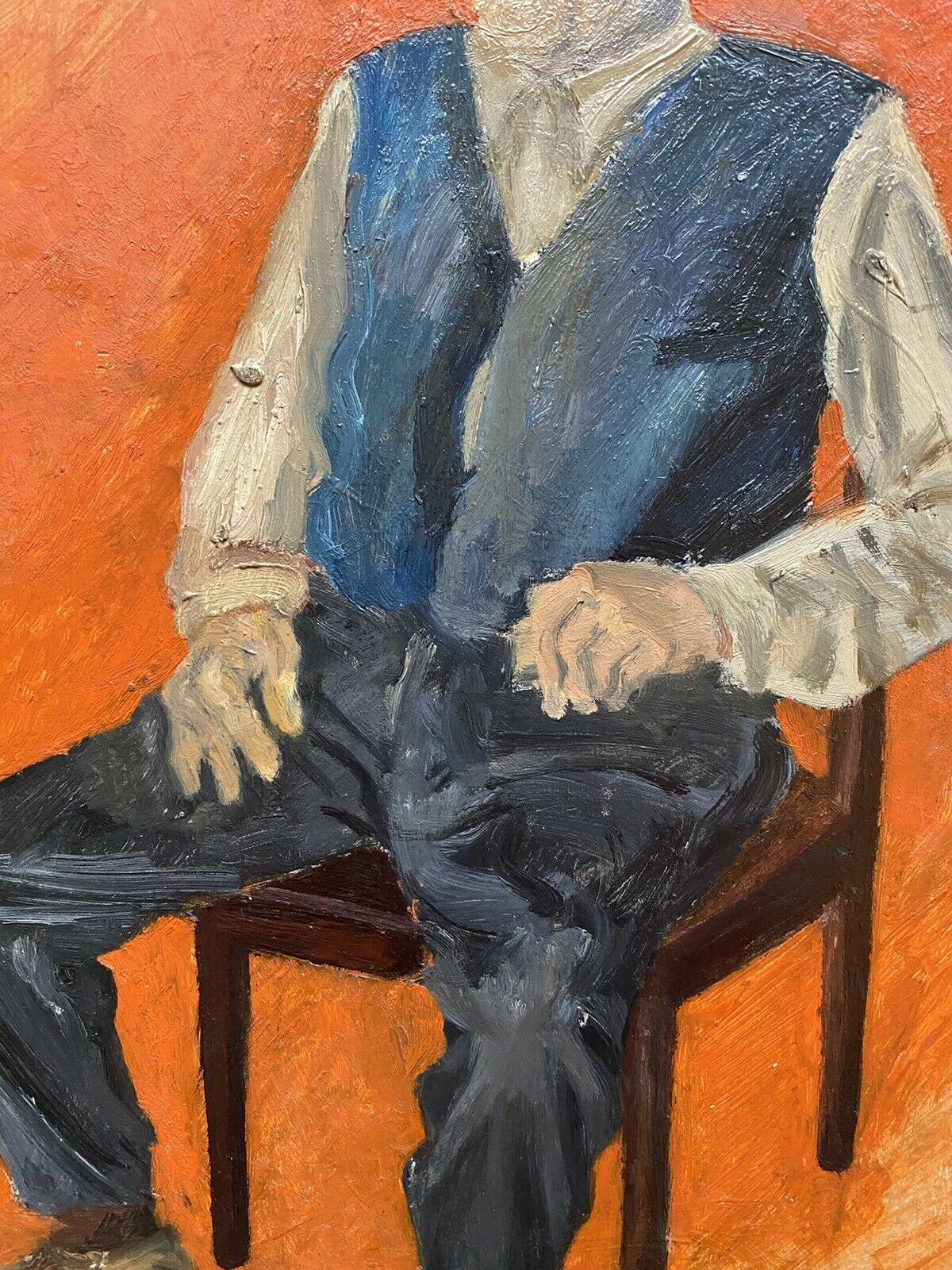 GENEVIEVE ZONDERVAN (1922-2013) FRENCH OIL PAINTING - PORTRAIT OF SEATED MAN For Sale 1