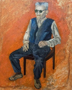 GENEVIEVE ZONDERVAN (1922-2013) PAINTING FRANÇAIS - PORTRAIT OF SEATED MAN
