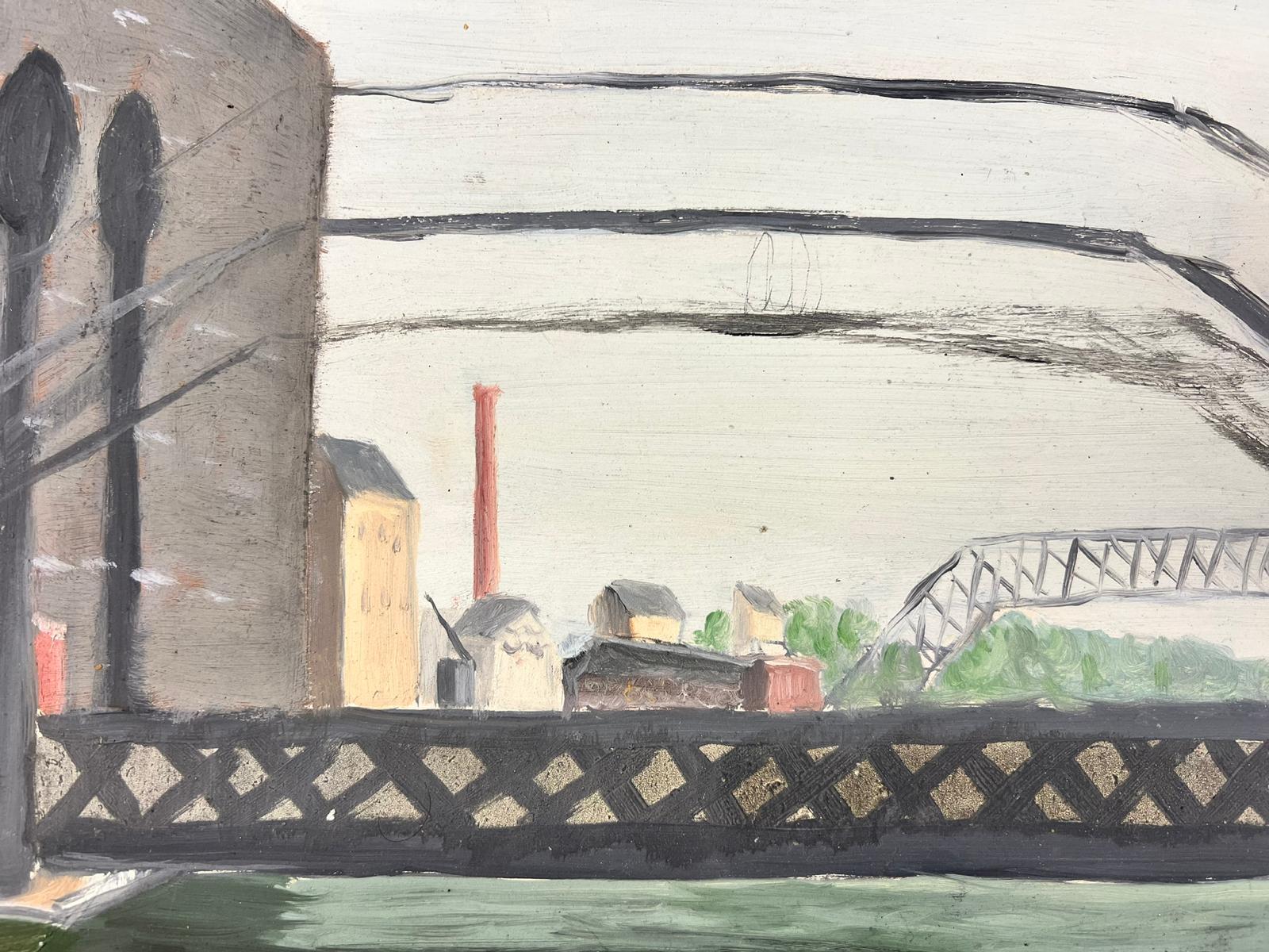 GENEVIEVE ZONDERVAN (1922-2013) FRENCH OIL PAINTING - Power Station Bridge   For Sale 1
