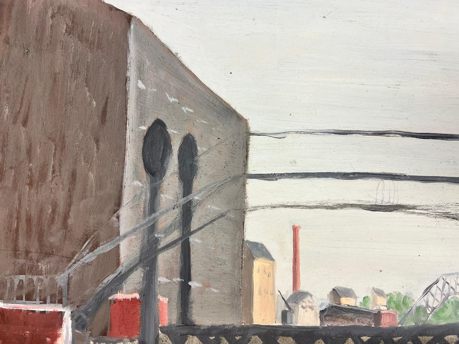 GENEVIEVE ZONDERVAN (1922-2013) FRENCH OIL PAINTING - Power Station Bridge   For Sale 4