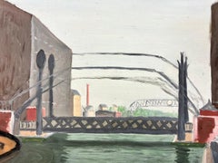 GENEVIEVE ZONDERVAN (1922-2013) FRENCH OIL PAINTING - Power Station Bridge  