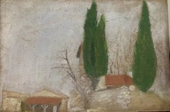 GENEVIEVE ZONDERVAN (1922-2013) FRENCH OIL PAINTING - PROVENCE CYPRESS TREES