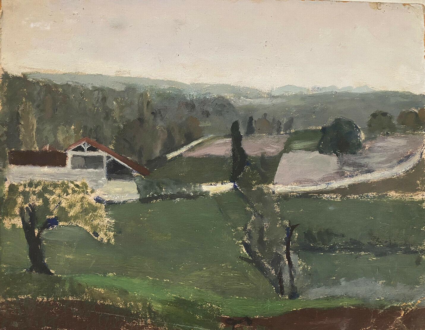 "Far Reaching Views"
by Geneviève Zondervan (French 1922-2013)
oil painting on board, stamped verso

board: 10.75 x 13.75 inches

A lovely, original oil painting on board by the French artist, Geneviève Zondervan (French 1922-2013). The painting has