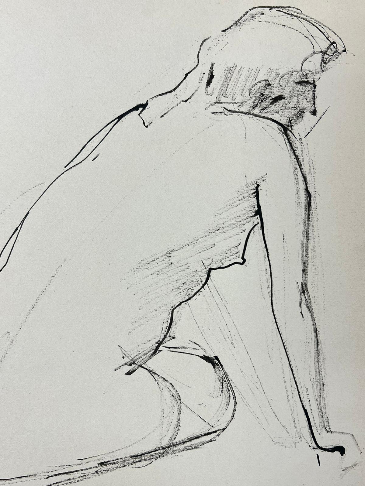 GENEVIEVE ZONDERVAN (1922-2013) FRENCH POST IMPRESSIONIST DRAWING- NUDE LADY For Sale 1
