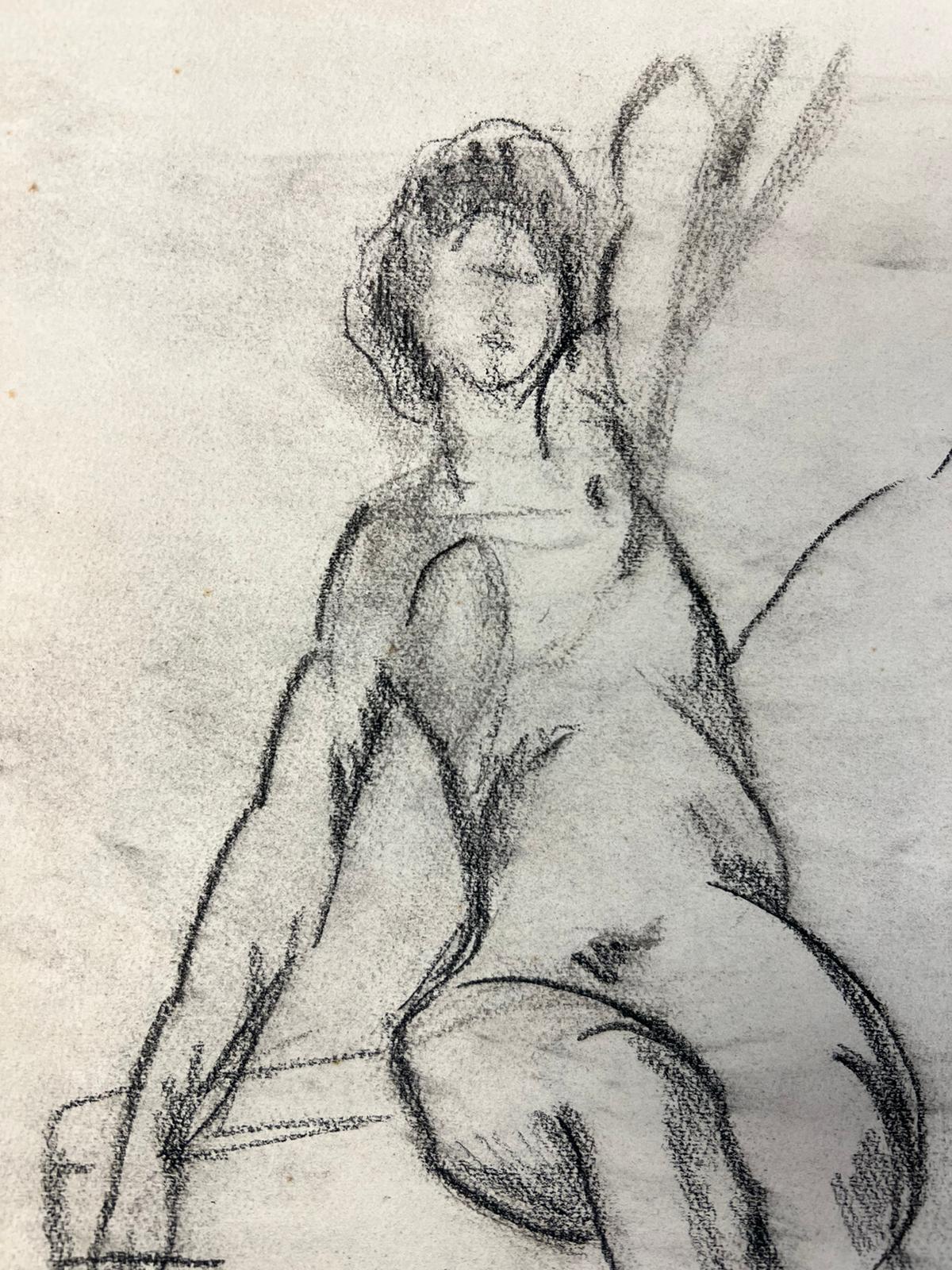 GENEVIEVE ZONDERVAN (1922-2013) FRENCH POST IMPRESSIONIST DRAWING- NUDE LADY For Sale 2