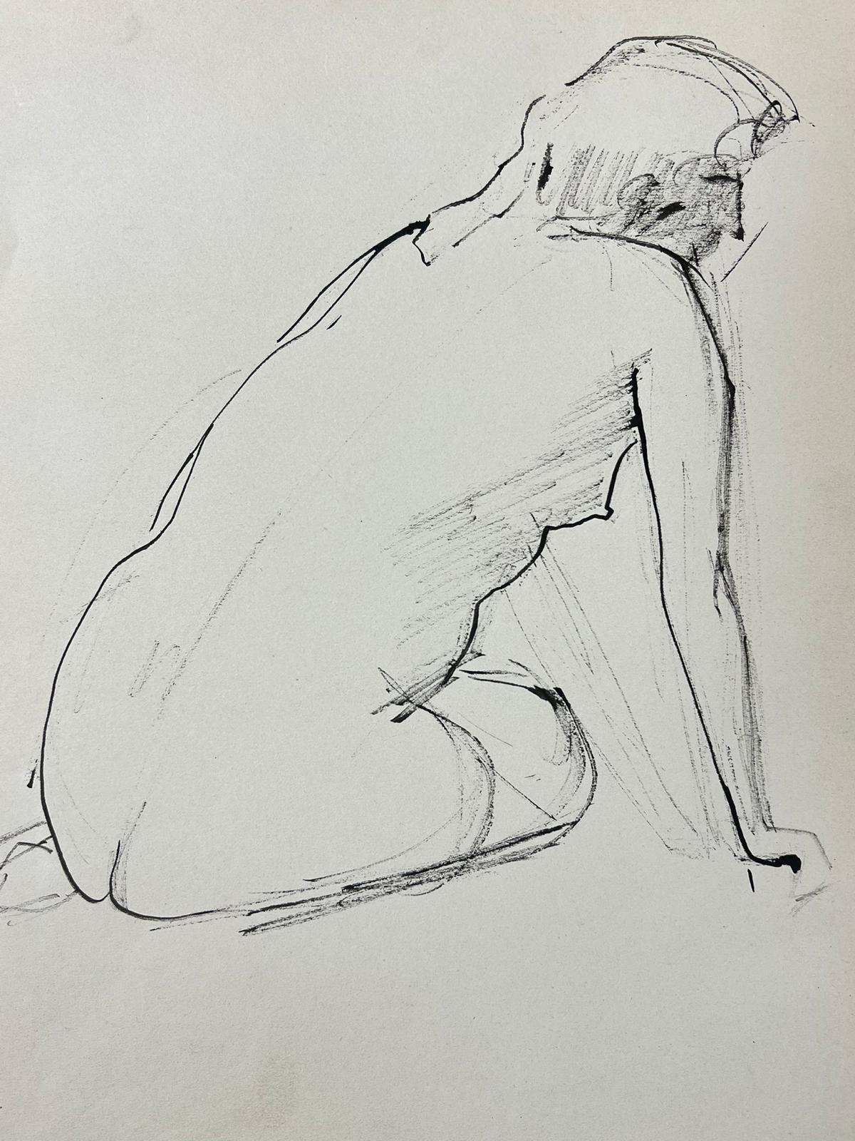 GENEVIEVE ZONDERVAN (1922-2013) FRENCH POST IMPRESSIONIST DRAWING- NUDE LADY For Sale 2