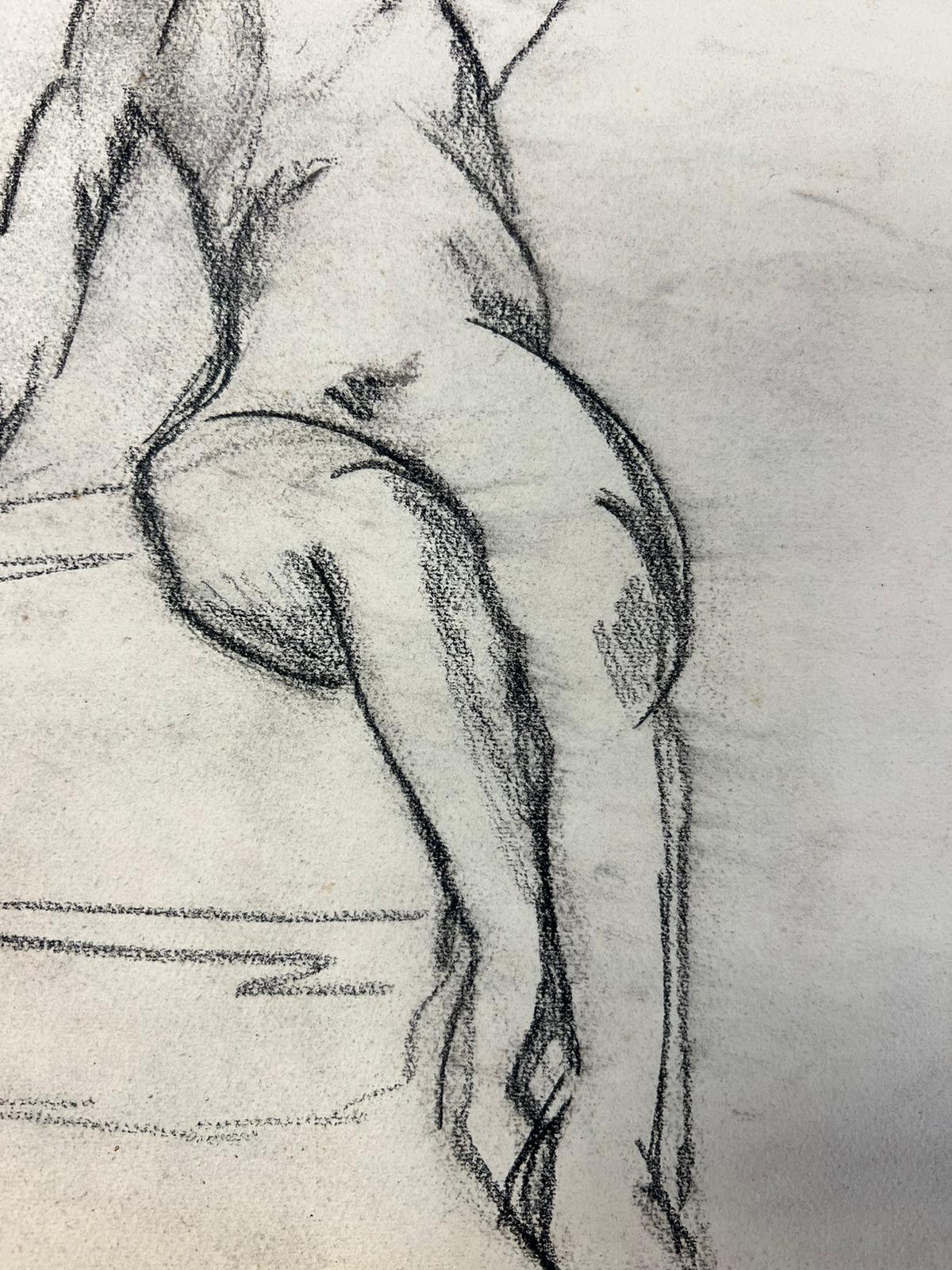 GENEVIEVE ZONDERVAN (1922-2013) FRENCH POST IMPRESSIONIST DRAWING- NUDE LADY For Sale 3