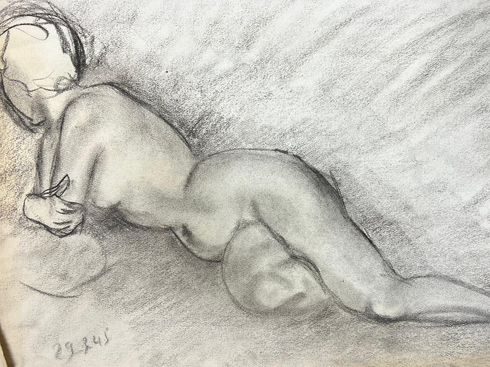 Nude Lady Drawing
by Geneviève Zondervan (French 1922-2013)
pencil/charcoal drawing on paper

paper: 12 x 19 inches

Superb mid-century oil painting on board by the French artist, Geneviève Zondervan (French 1922-2013). The painting has excellent