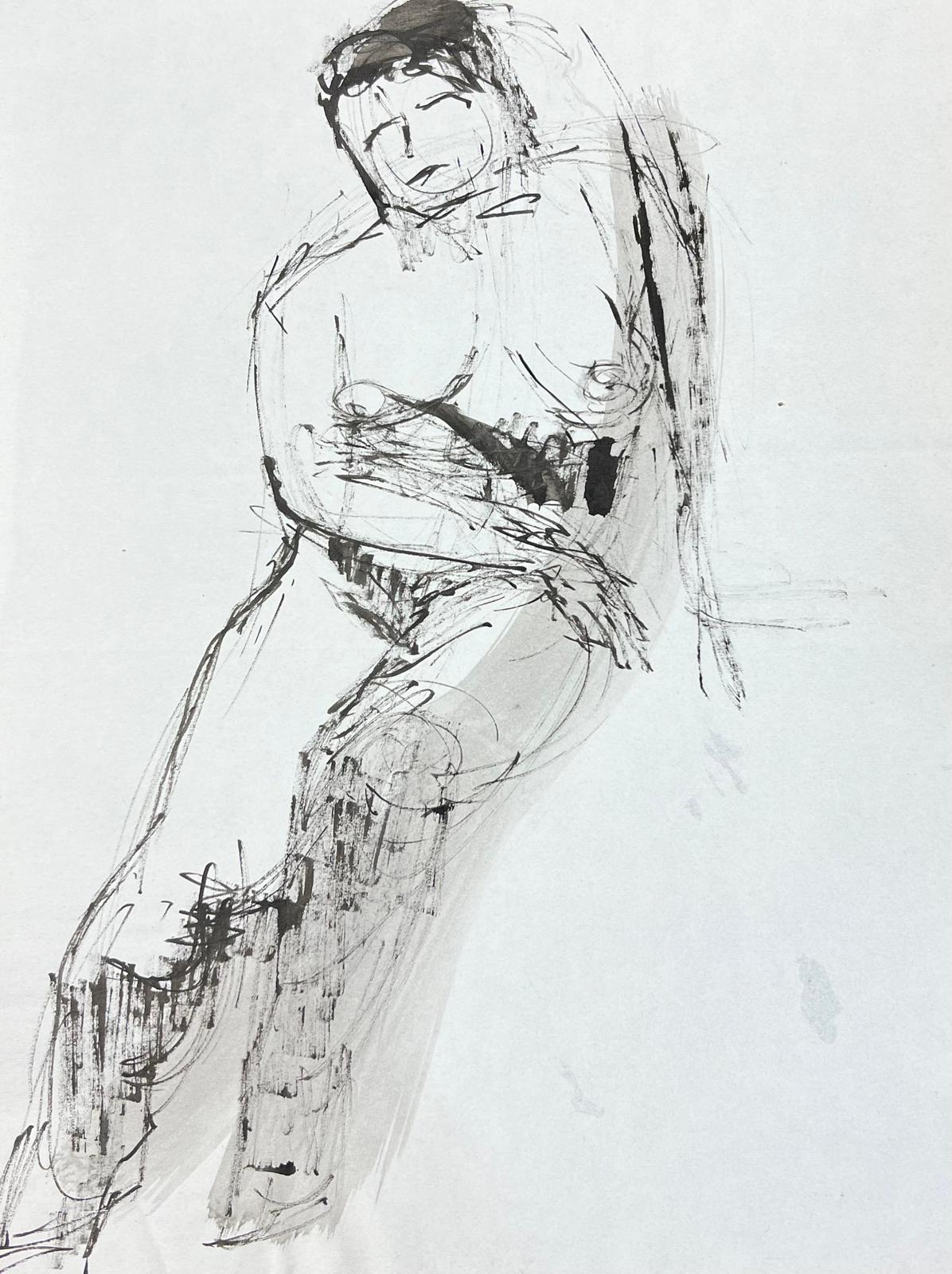 Nude Drawing
by Geneviève Zondervan (French 1922-2013)
charcoal/ink drawing on tracing paper

paper: 12.5 x 9.5 inches

Superb mid-century oil painting on board by the French artist, Geneviève Zondervan (French 1922-2013). The painting has excellent