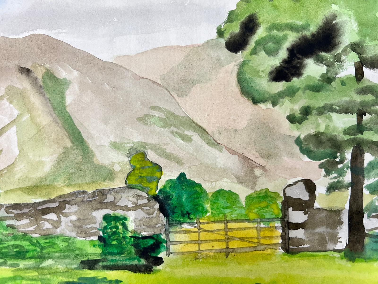 GENEVIEVE ZONDERVAN (1922-2013) FRENCH WATERCOLOUR- Bright Green Landscape For Sale 2