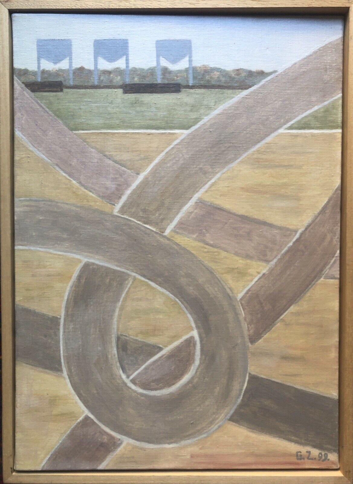 "Surrealistische Landschaft"
von Geneviève Zondervan (Französisch 1922-2013)
Ölgemälde auf Leinwand, gerahmt
datiert '99'
signiert untere Ecke

Gerahmt: 19,25 x 14 Zoll

Ein schönes surrealistisches Ölgemälde auf Leinwand aus dem 20. Jahrhundert von