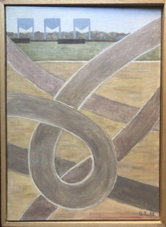 GENEVIEVE ZONDERVAN (1922-2013) DIPINTO A OLIO SURREALISTA FRANCESE FIRMATO - INCORNICIATO