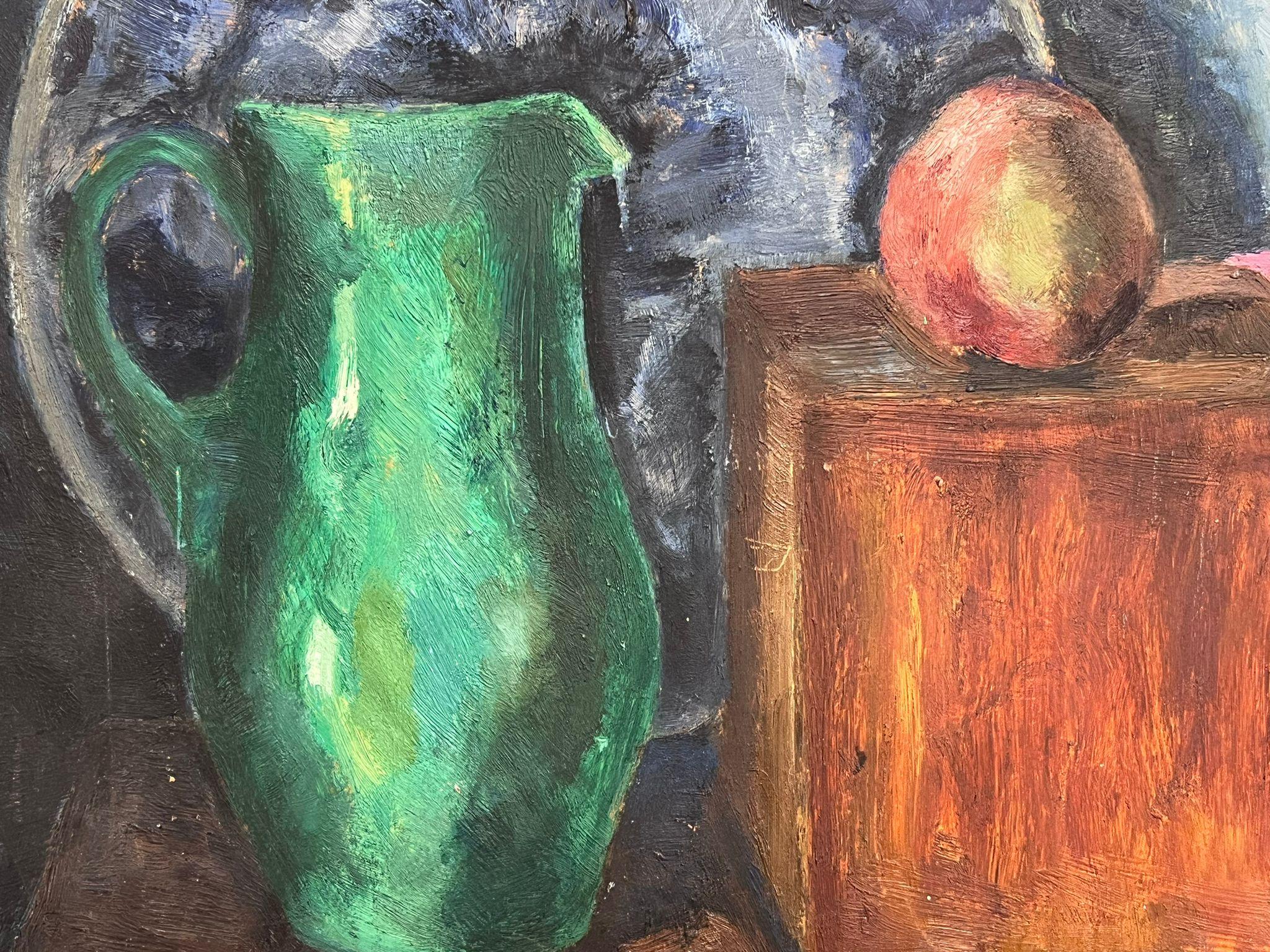 Nature morte moderniste française d'objets du milieu du 20e siècle - Marron Still-Life Painting par GENEVIEVE ZONDERVAN (1922-2013)