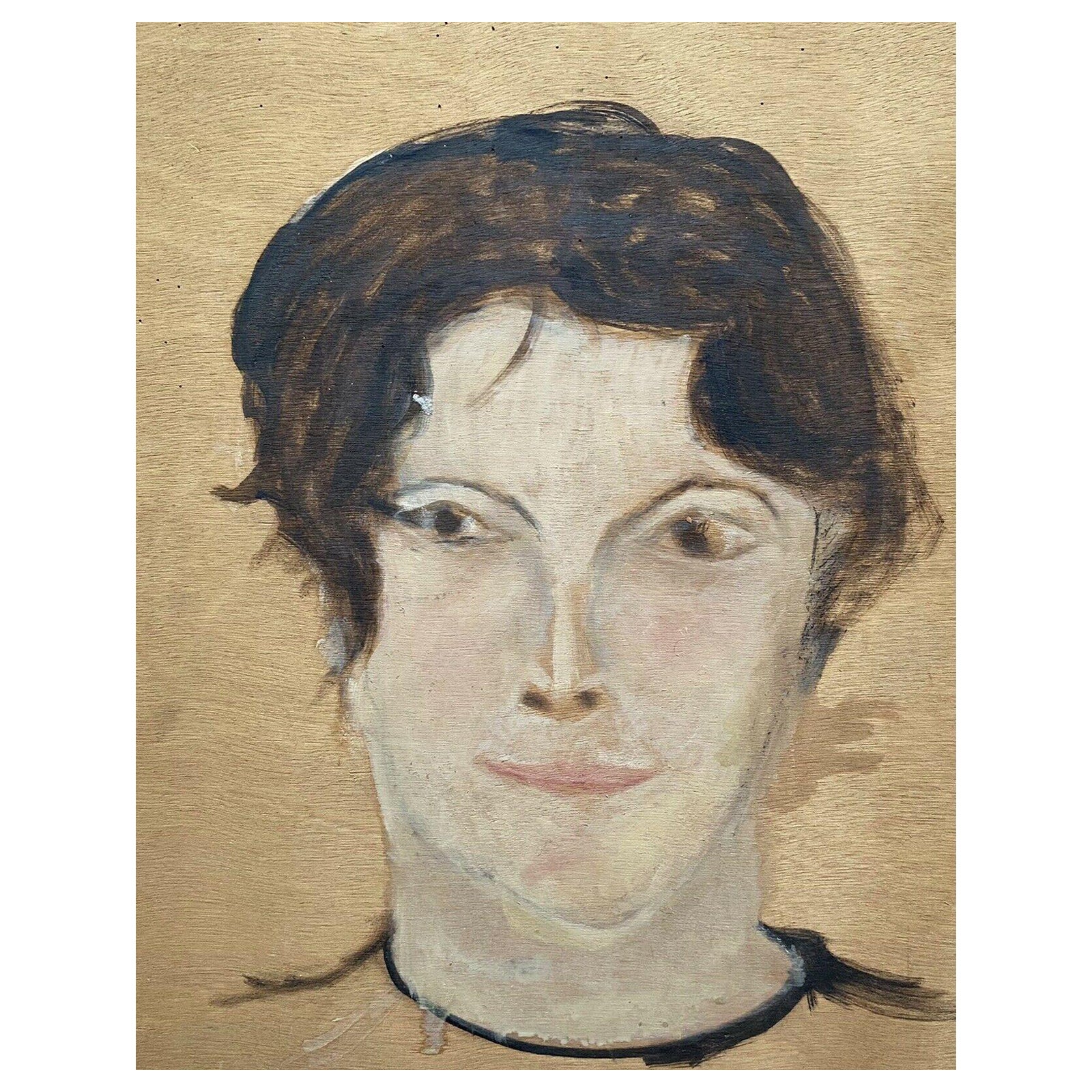 Geneviève Zondervan, peinture à l'huile française, portrait de jeune femme à la tête