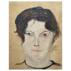 Geneviève Zondervan, peinture à l'huile française, portrait de jeune femme à la tête