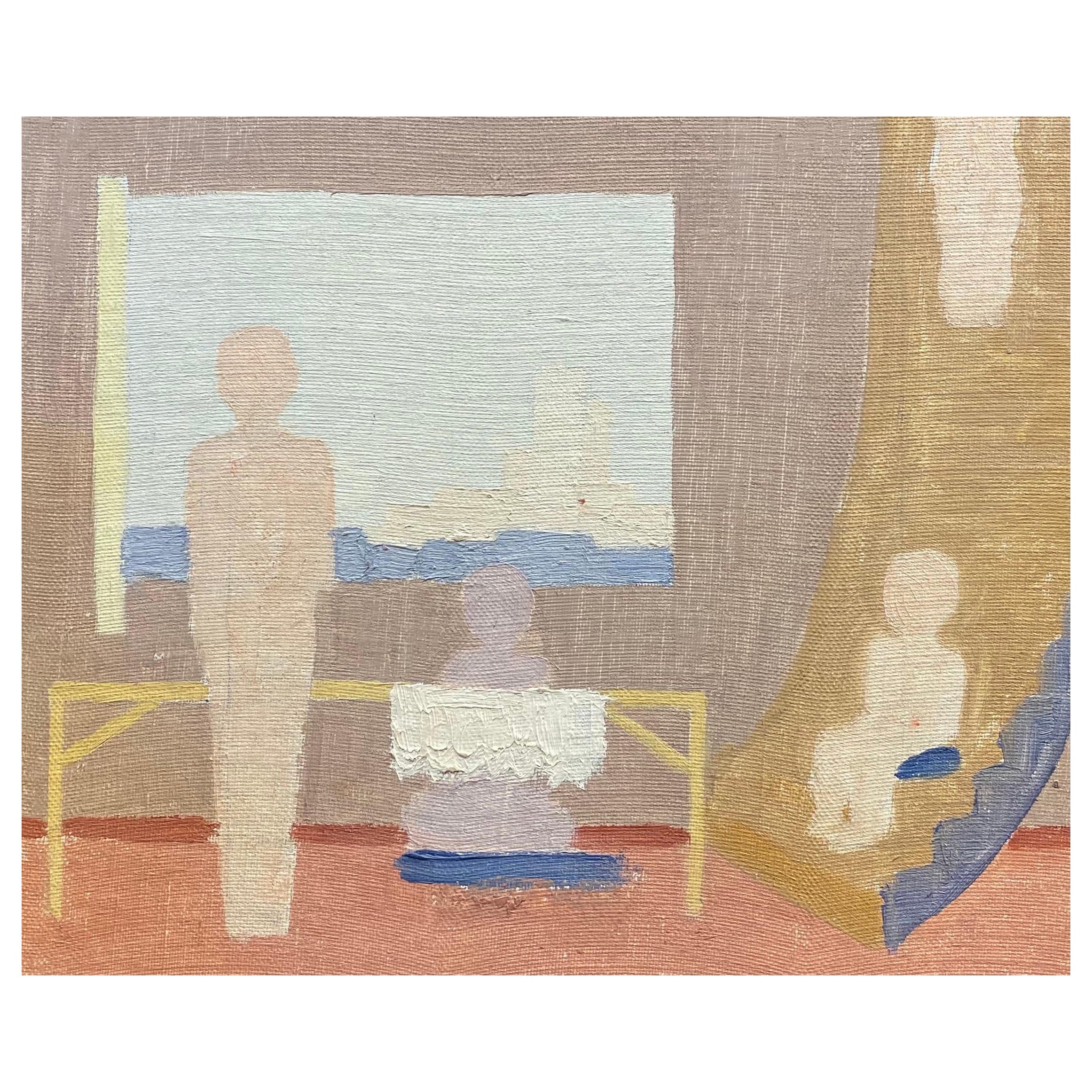 Surrealistisches Ölgemälde, Innenraum, Französisch, von Genevieve Zondervan