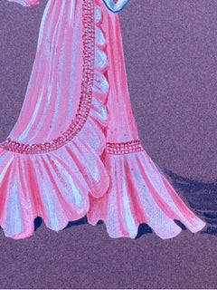 1940's Fashion Illustration - Posed Lady In Vibrant Pink Dress