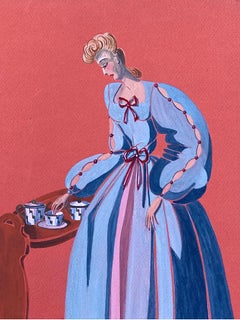 1940's Fashion Illustration - Stunning Woman In Light Blue Dress