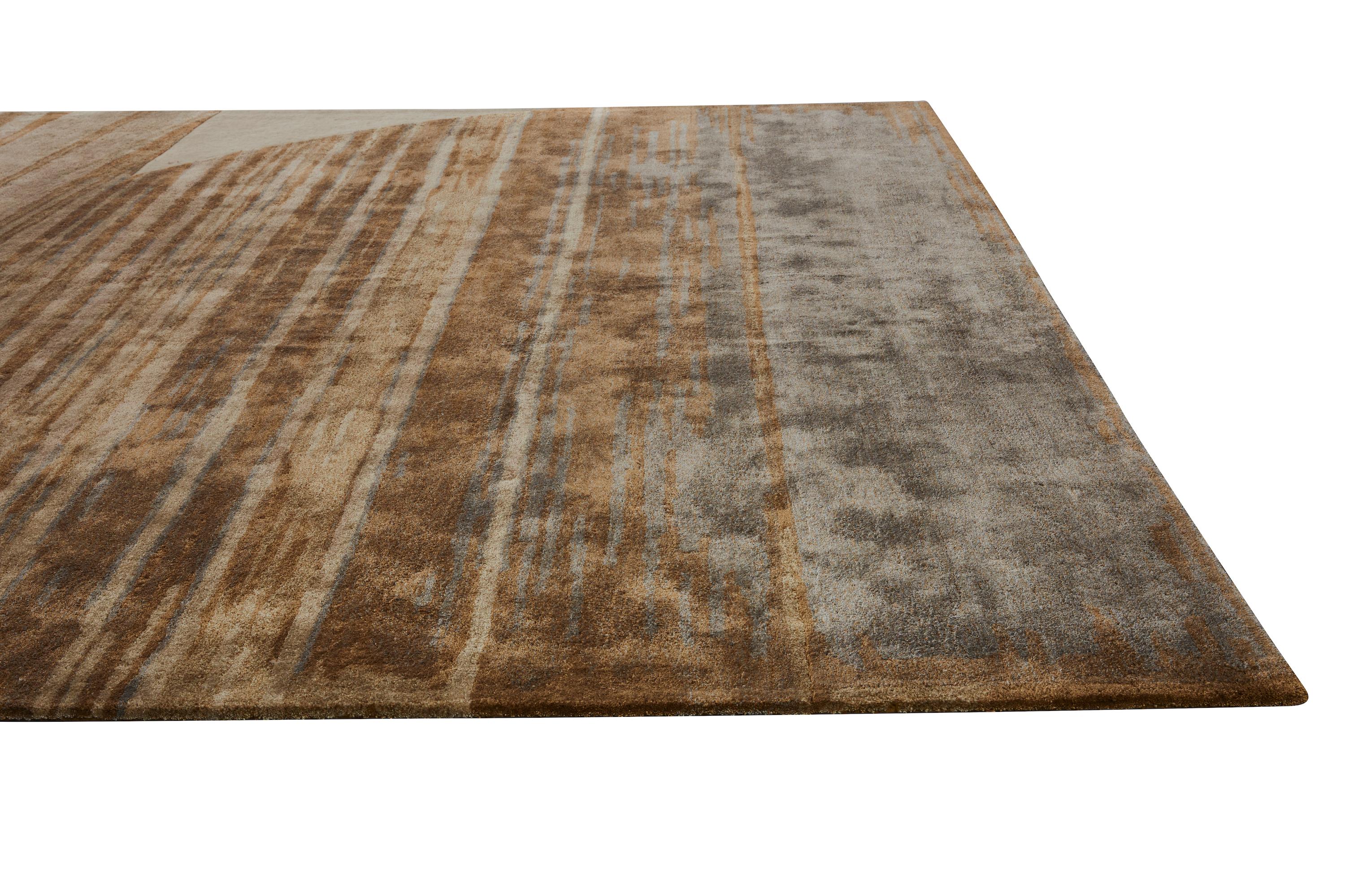 GENIAL Hand Tufted Contemporary Rug in Grey and Bronze Colours by Hands For Sale 5
