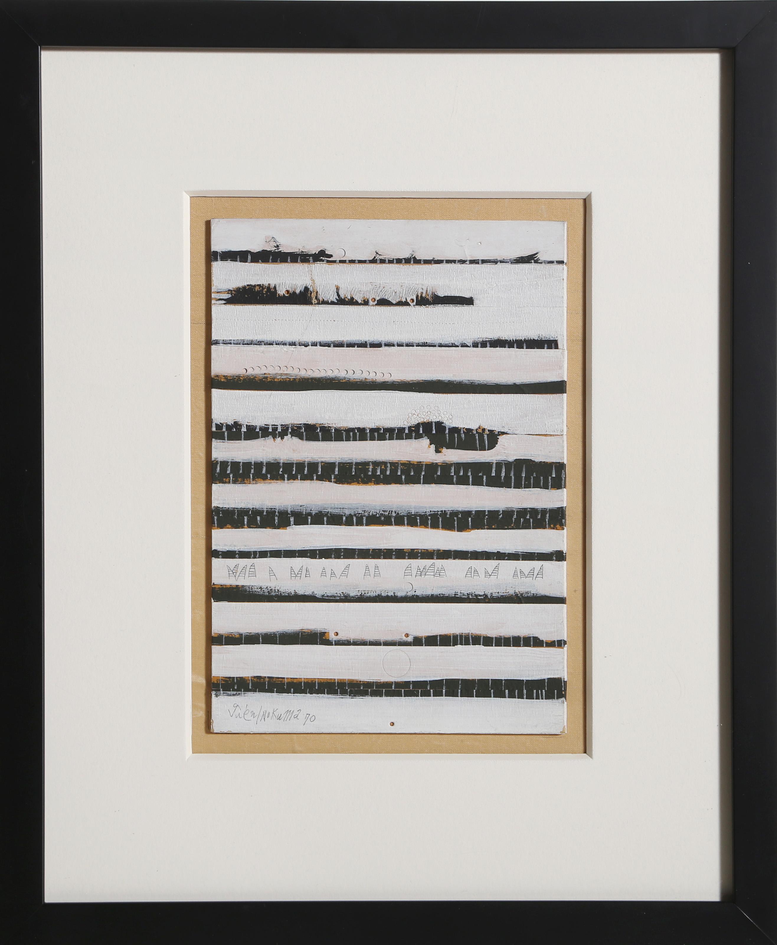 Genichiro Inokuma, Japanese (1902 - 1993) - Subterranean II, Year:  1970, Medium:  Gouache, Graphite and Collage on board, signed and dated in pencil lower left, Size:  8.75 x 6.25 in. (22.23 x 15.88 cm), Frame Size:  16.25 x 13.5 inches





