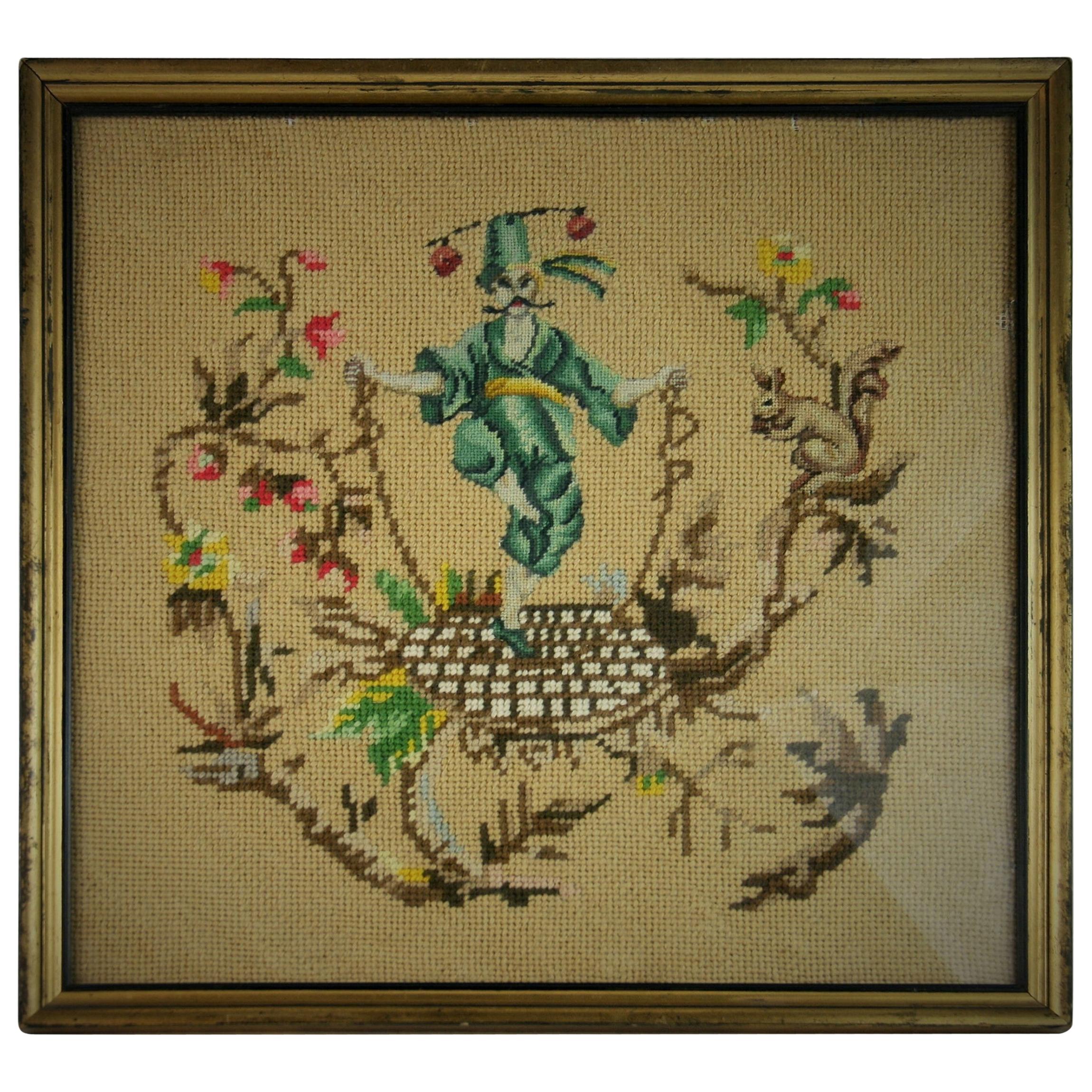 3-398 Handwoven tapestry set in a giltwood frame.