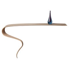 Genie Contemporary Hand Carved, Floating Shelf in Ash Wood by David Tragen