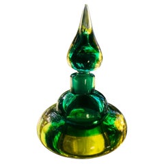 Genie Perfume Bottle in Green and Yellow Murano Glass by Flavio Poli, circa 1960