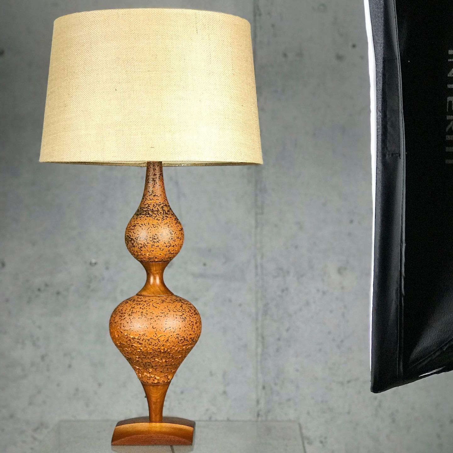 Mid-20th Century Mid Century Modern Genie Table Lamp of Ceramic and Walnut
