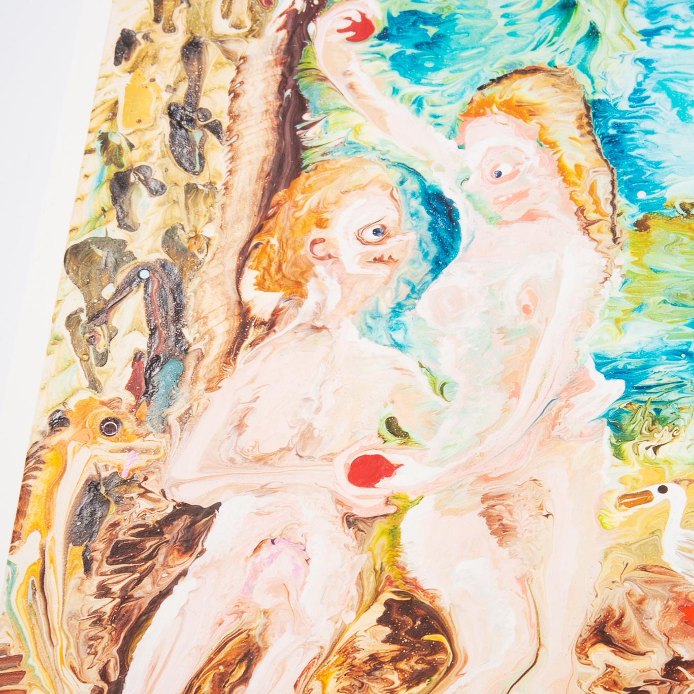 Adam and Eve - Beige Figurative Print by Genieve Figgis