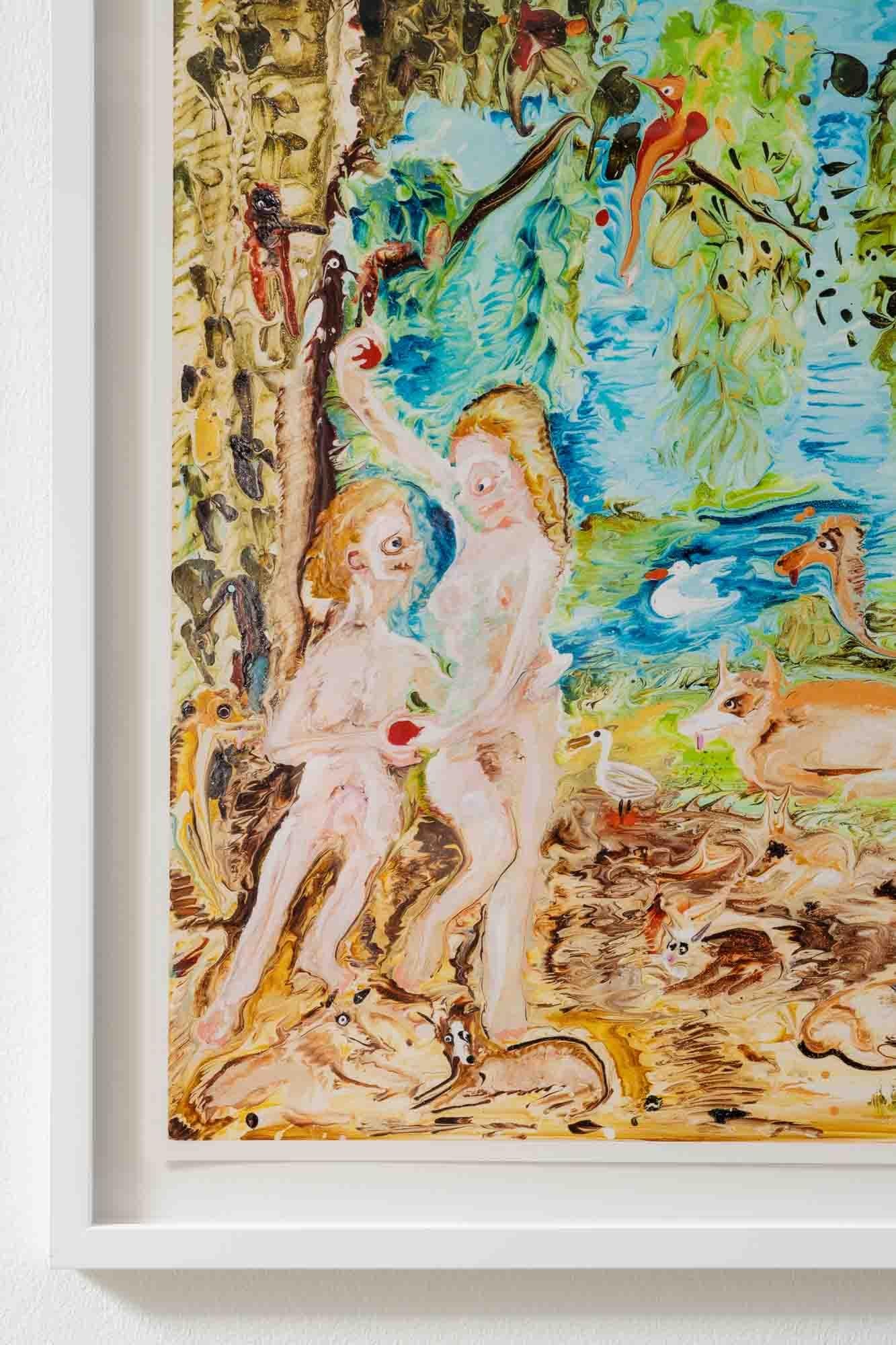 Dans de riches peintures à l'huile et à l'acrylique aux empâtements épais, Genieve Figgis réactualise les tropes et les compositions de l'histoire de l'art avec un sens de l'humour macabre. À première vue, les paysages, les natures mortes et les