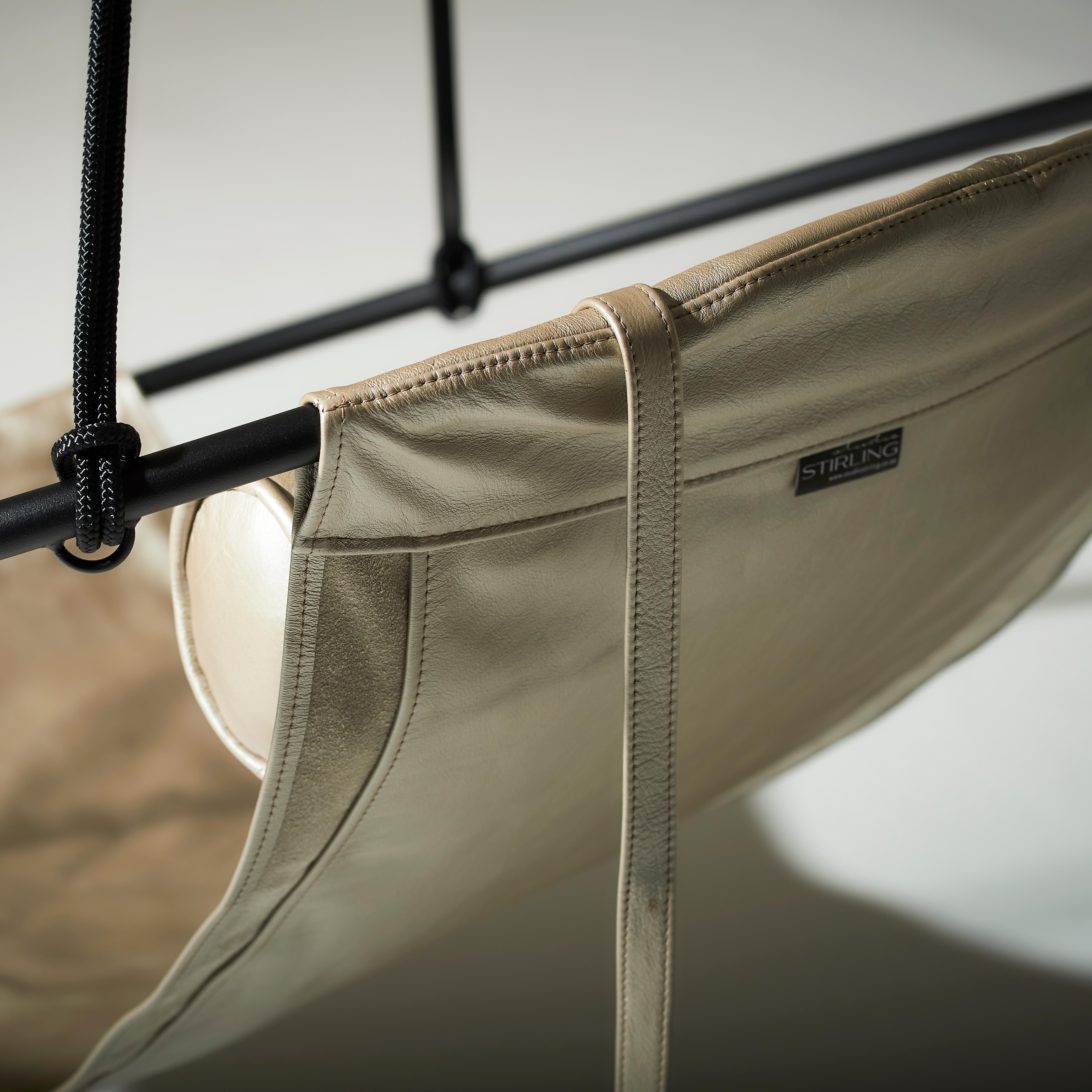 Steel Soft Leather Sling Hanging Chair For Sale