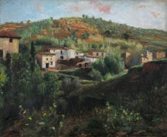 Antique Landscape with Spanish village european modern art oil on canvas painting