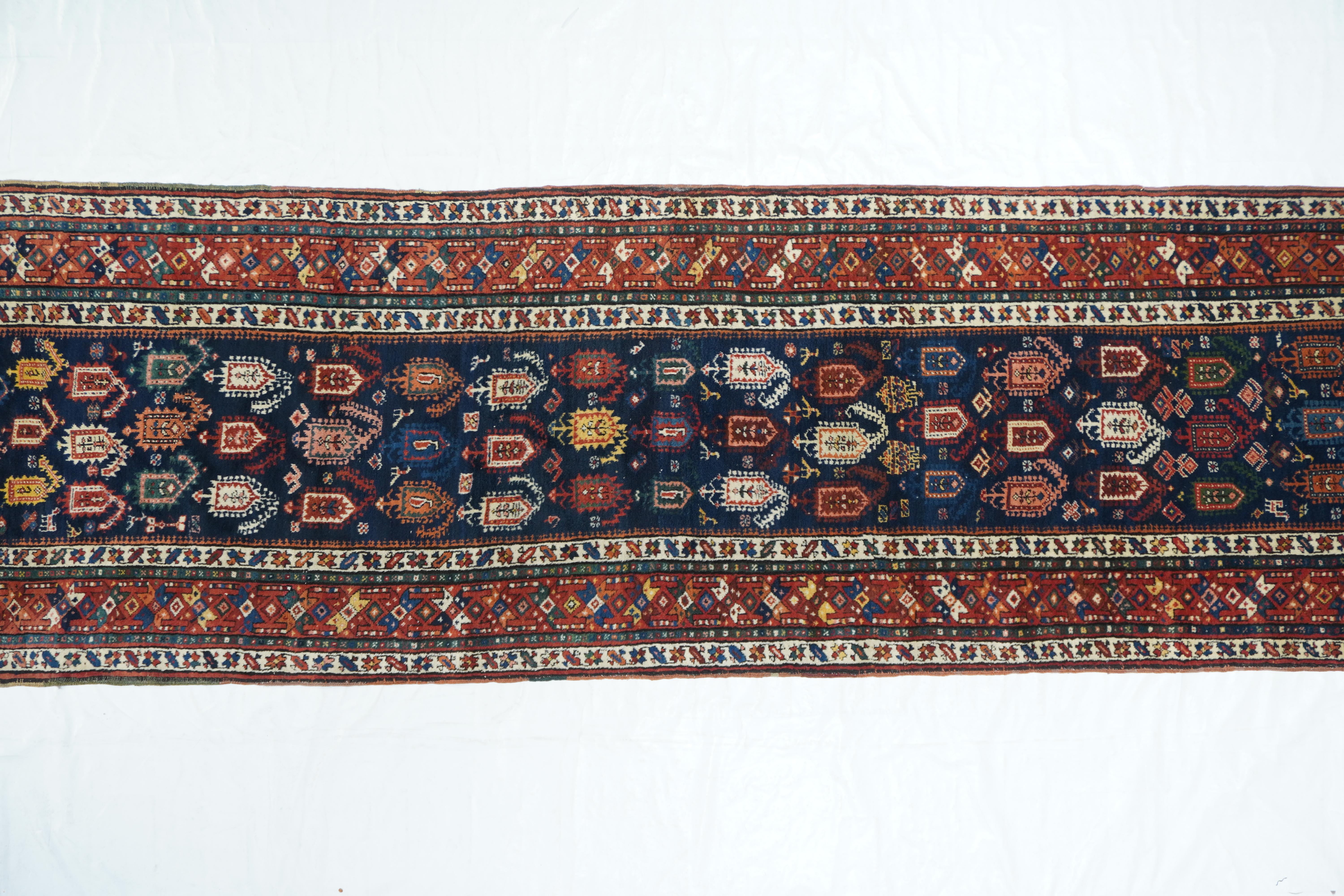 Antique Genje Runner 3'2'' x 14'1'' In Excellent Condition For Sale In New York, NY