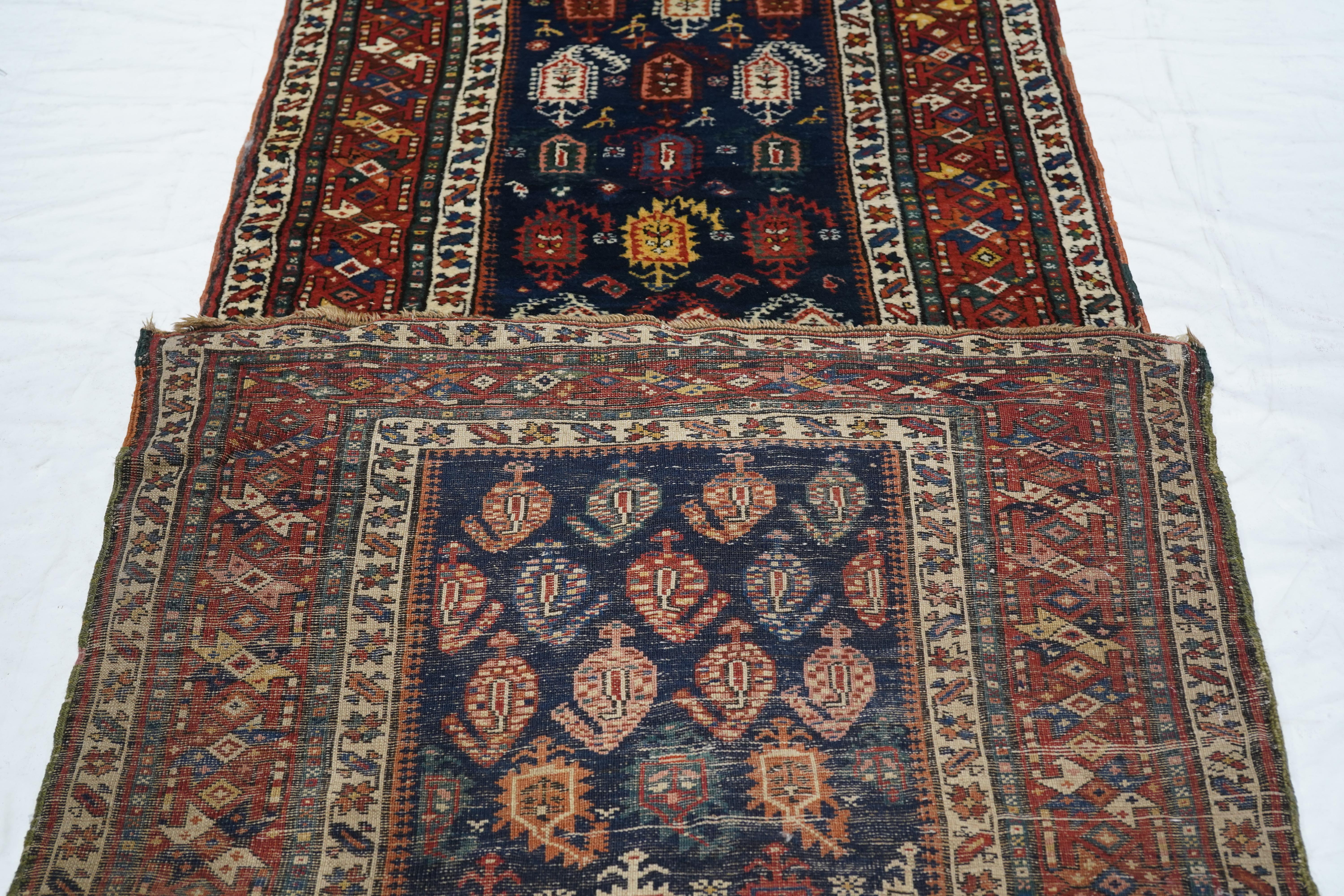 Wool Antique Genje Runner 3'2'' x 14'1'' For Sale