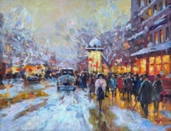 Paris before Christmas. Oil on canvas, 49, 5x65 cm