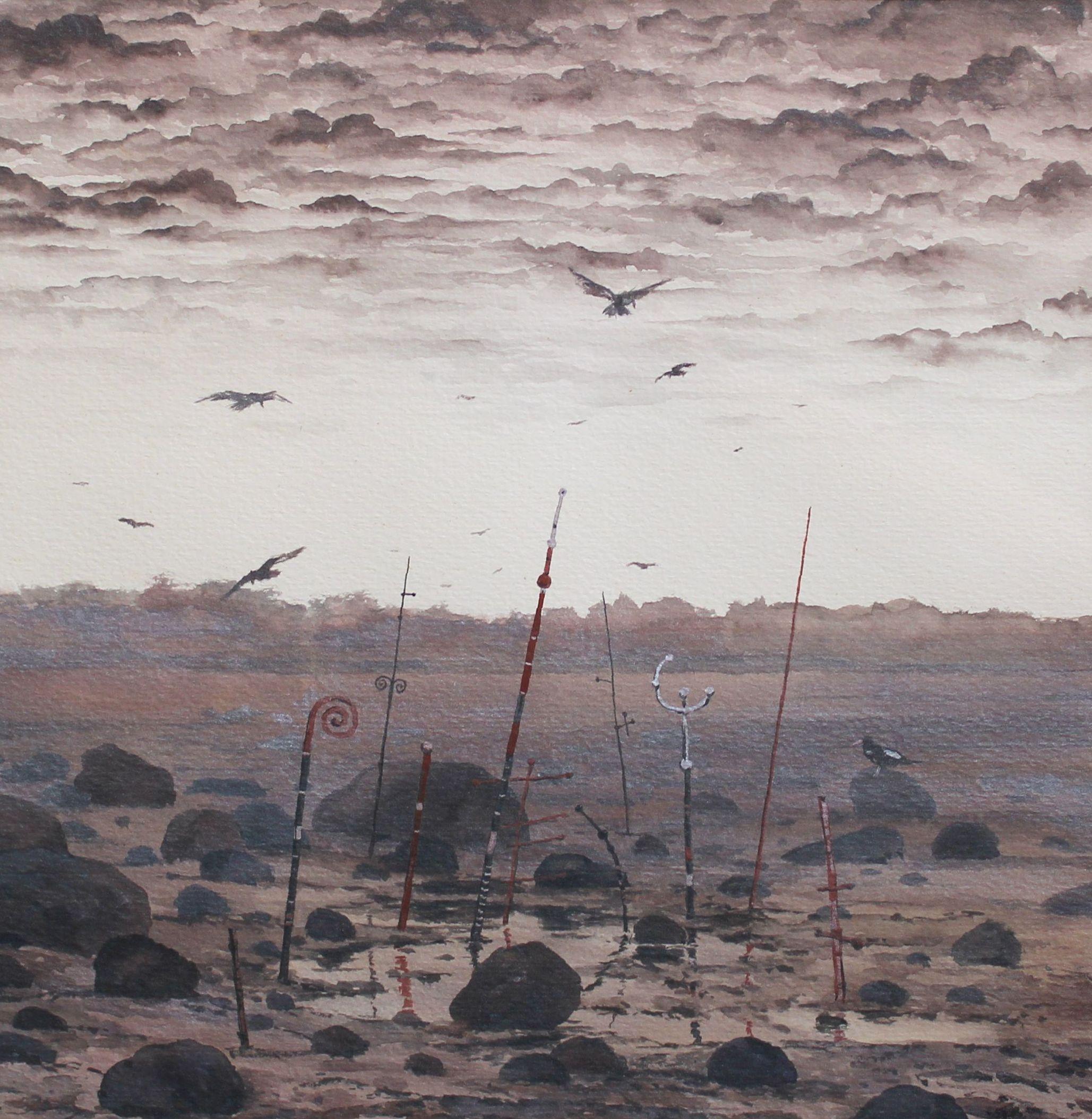 Después de la lluvia 1988, papel, acuarela, 28x27,5 cm