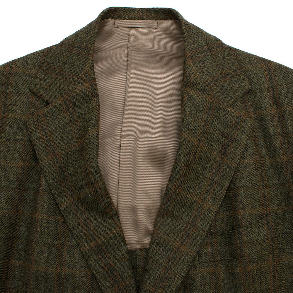 Gennano Solito Bespoke Wool Green Checked Coat estimated size L In Excellent Condition In London, GB