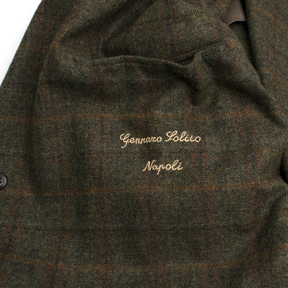 Gennano Solito Bespoke Wool Green Checked Coat estimated size L 1