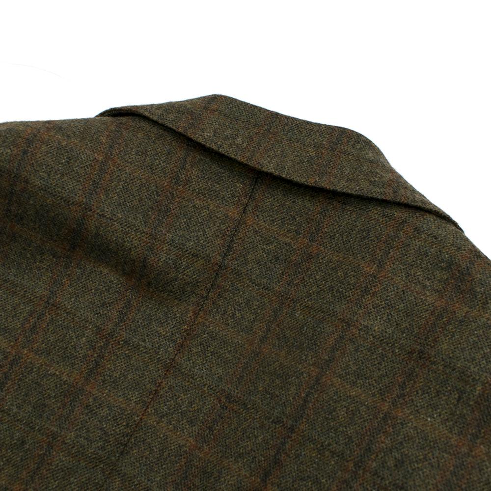 Gennano Solito Bespoke Wool Green Checked Coat estimated size L 4