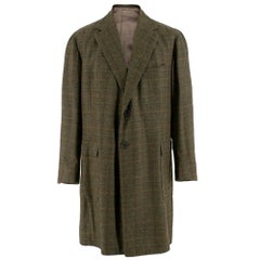 Gennano Solito Bespoke Wool Green Checked Coat estimated size L