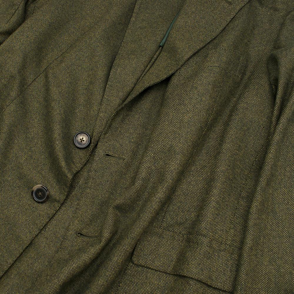 Men's Gennano Solito long green textured coat 