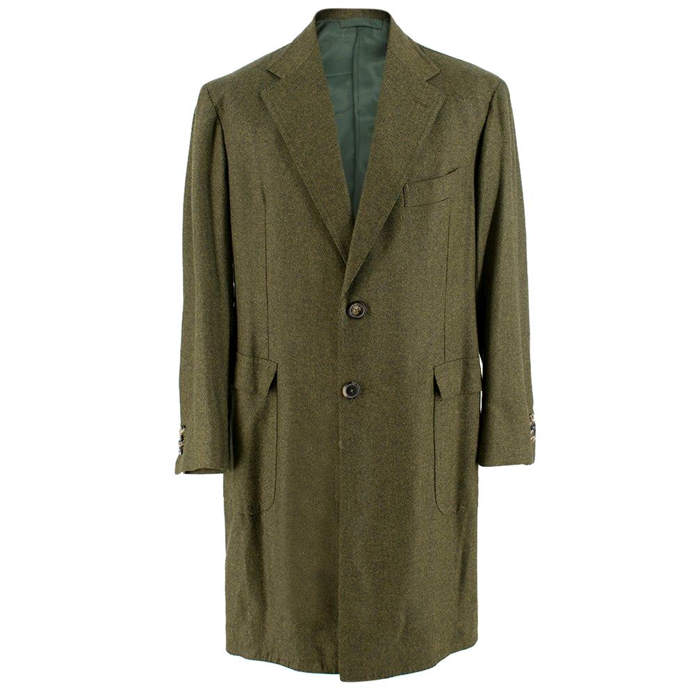 Gennano Solito long green textured coat 